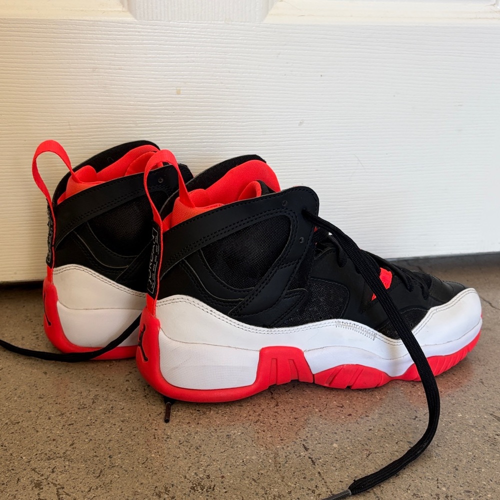 Jordan Black and Red (neon orange) High-Tops Size 6Y
